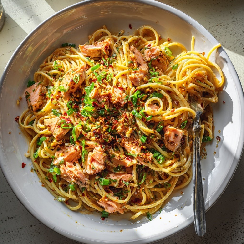 Spicy Asian Salmon Pasta