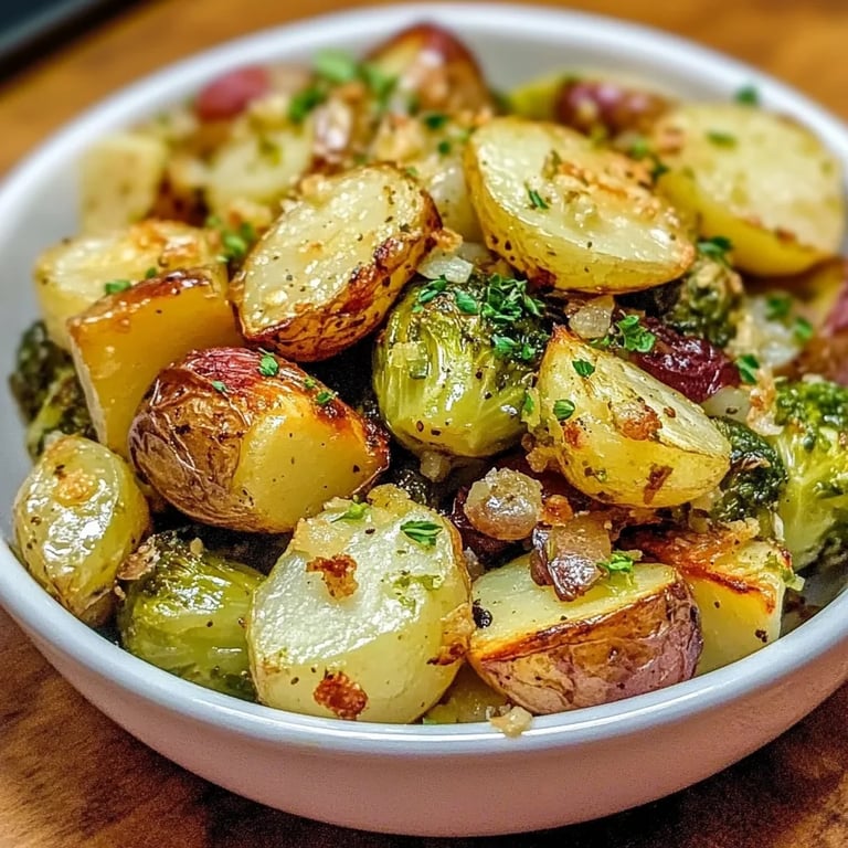 Knoblauch-Rosenkohl-Kartoffeln