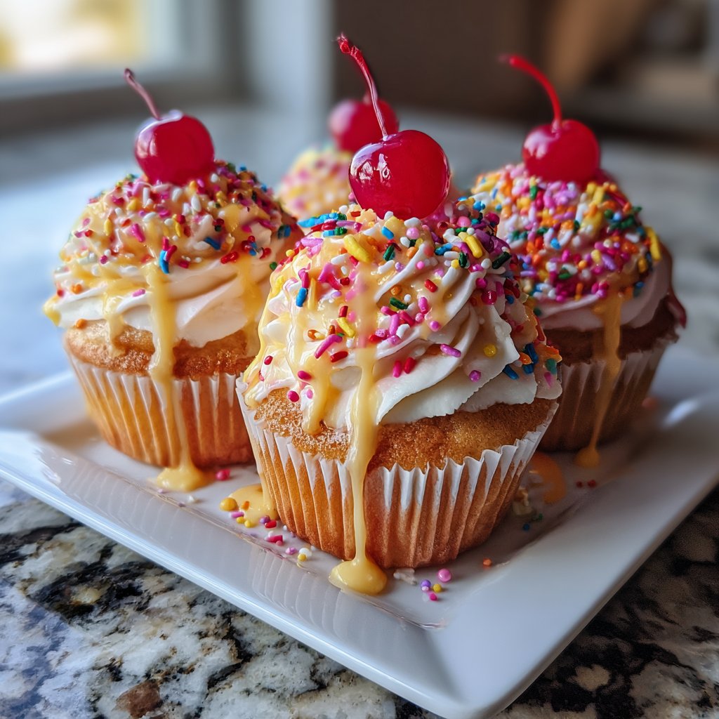 Regenbogen-Glasierte Cupcakes