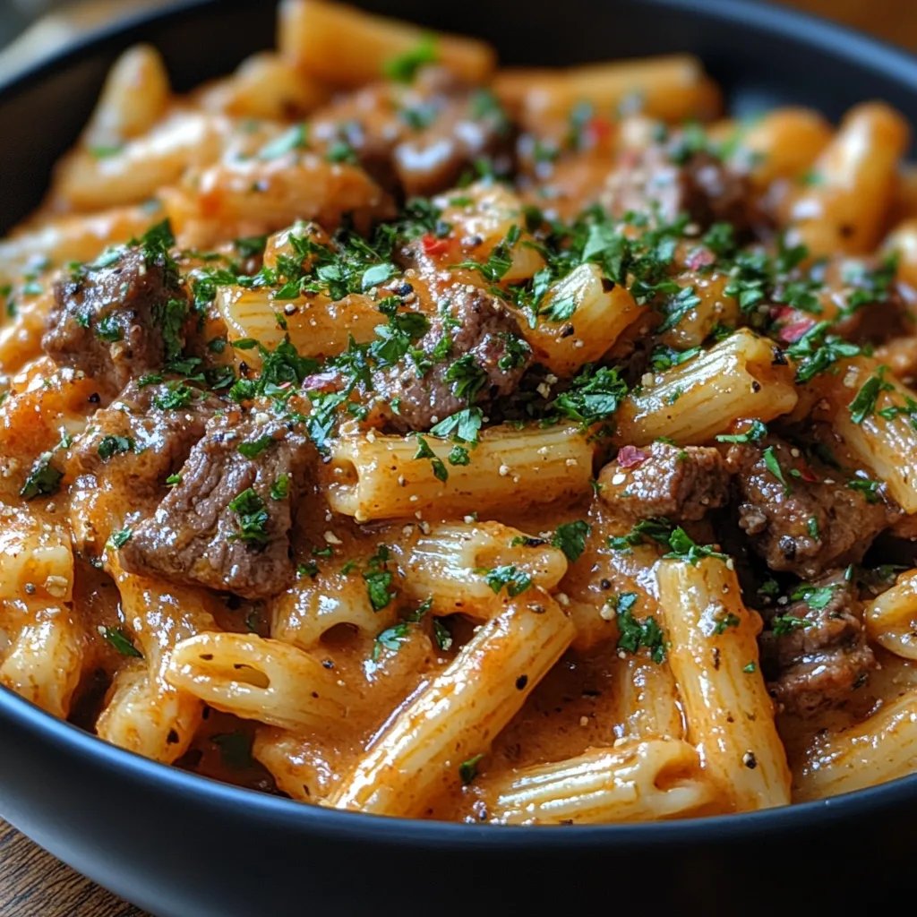 Proteinreiche cremige Rindfleisch-Pasta: Ein Unglaublich Ultimatives Rezept für 4 Personen