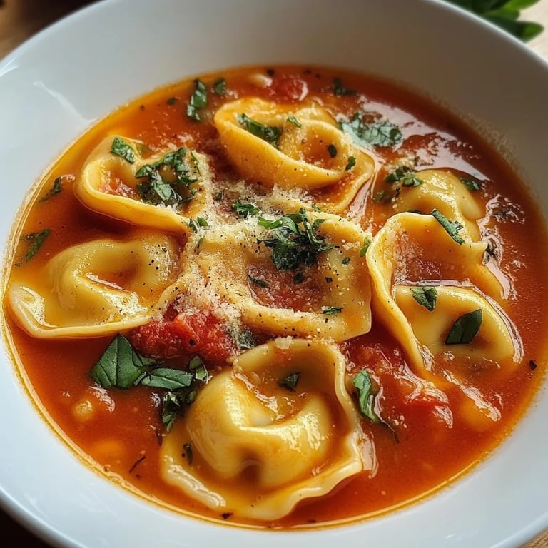 Tomaten-Tortellini-Suppe