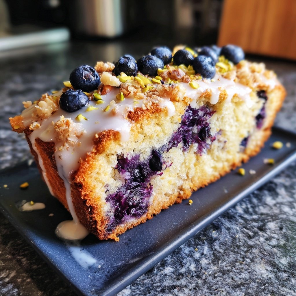 Blaubeeren Zitrone Sauerteig mit Pistazien Topping