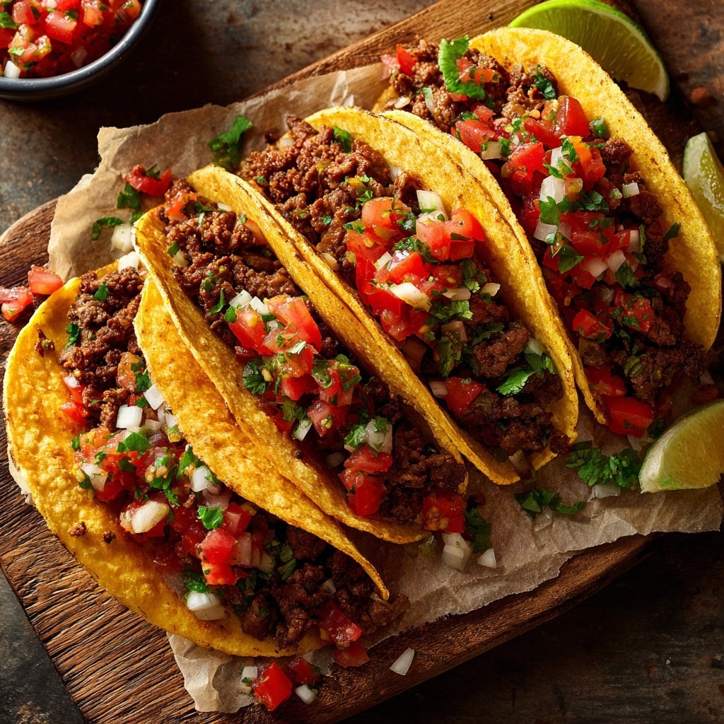 Schnelle Rindfleisch Tacos mit Salsa