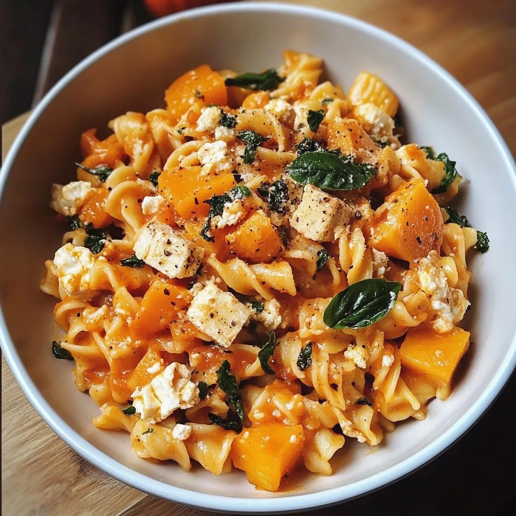 Schnelle Feta-Kürbis-Pasta