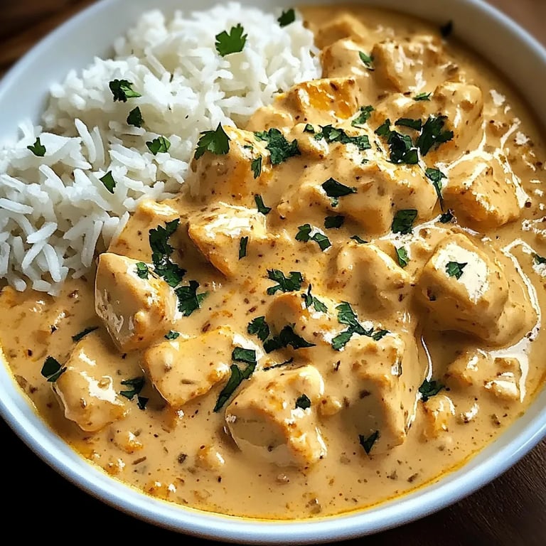 Cremiges Hähnchen mit Reis