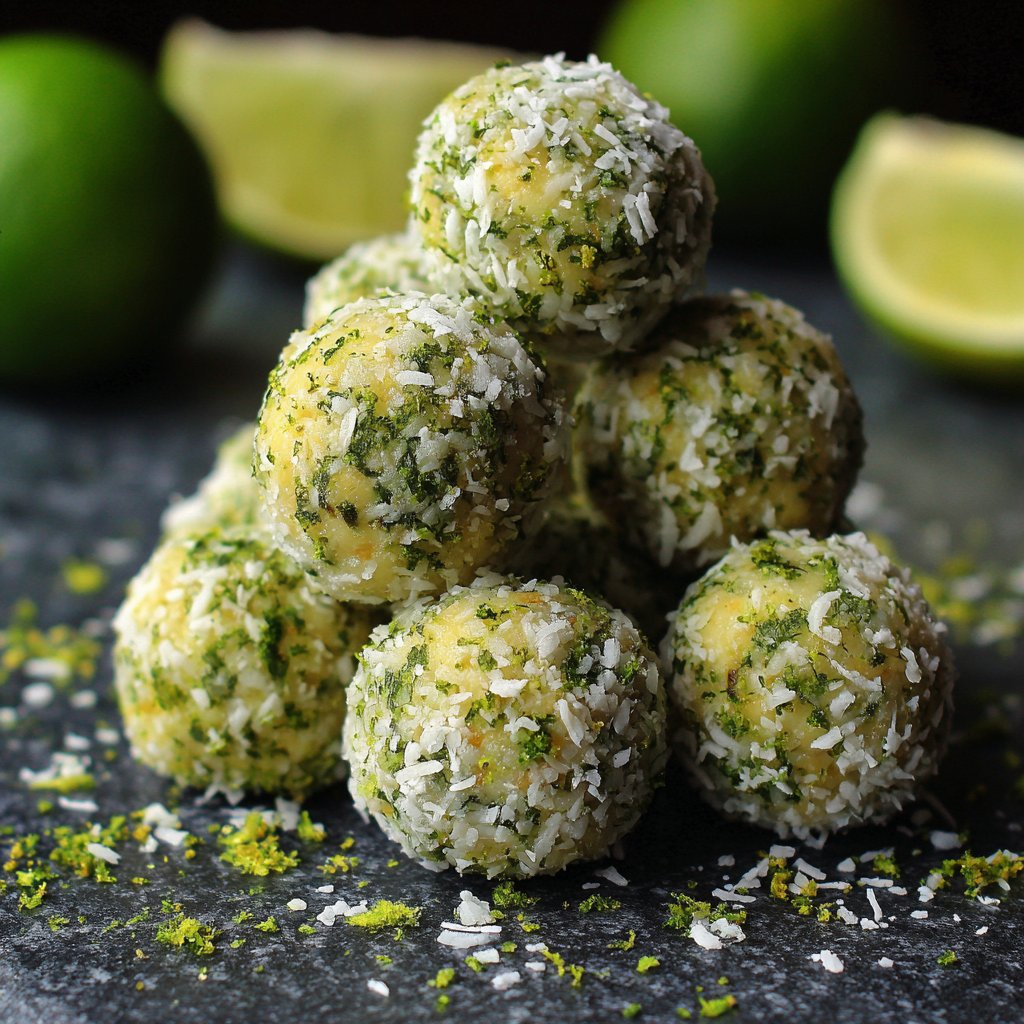 Limetten Kokos Energie Kugeln