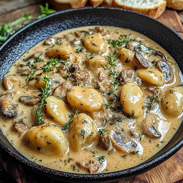 Cremige Pilz Pfanne mit Gnocchi