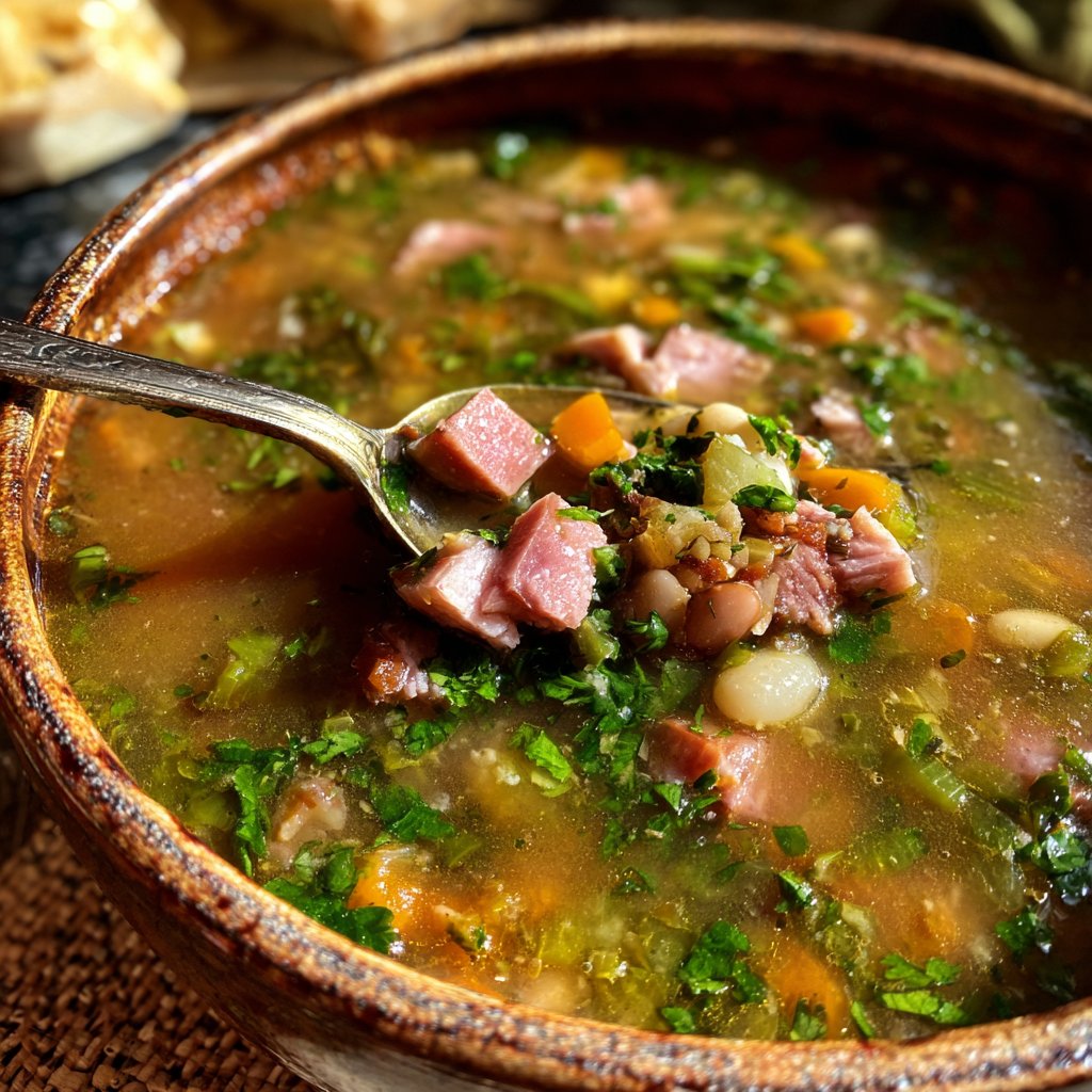 Herzhafte Schinken- und Bohnensuppe