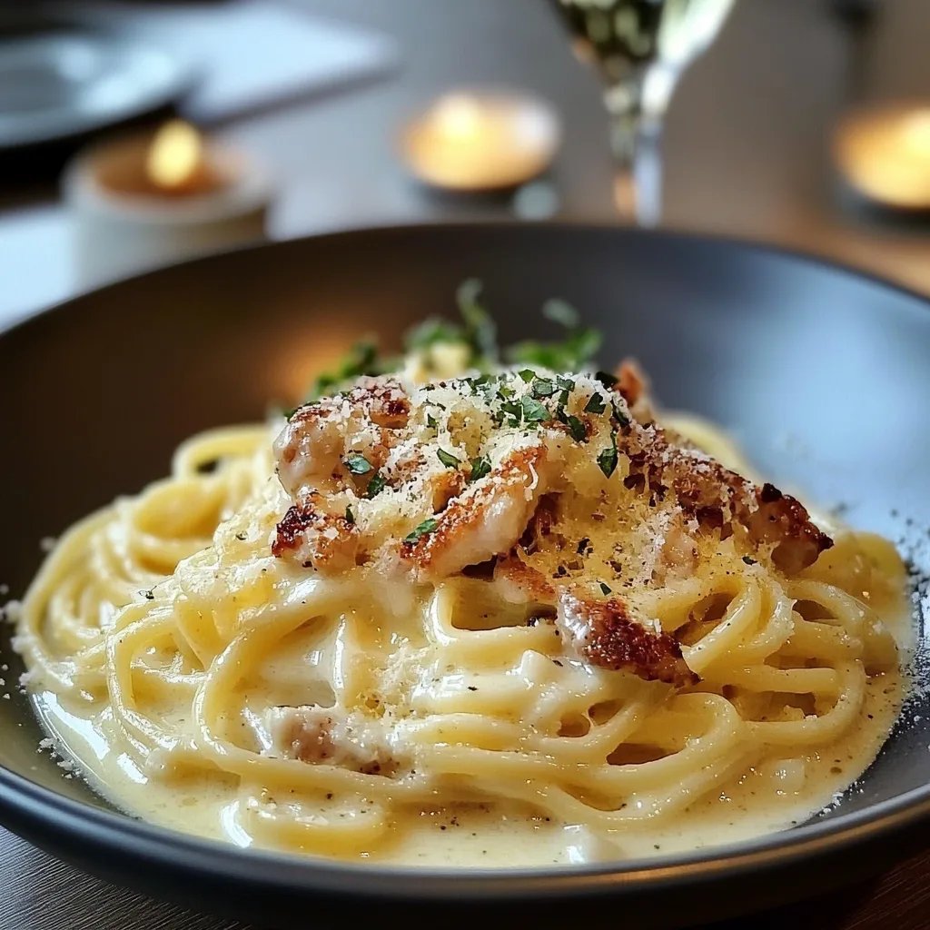 Knuspriges Hähnchen mit cremiger Pasta