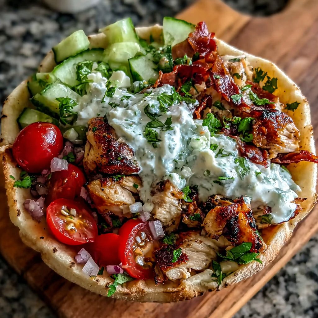 Griechische Hähnchen Pita Bowl