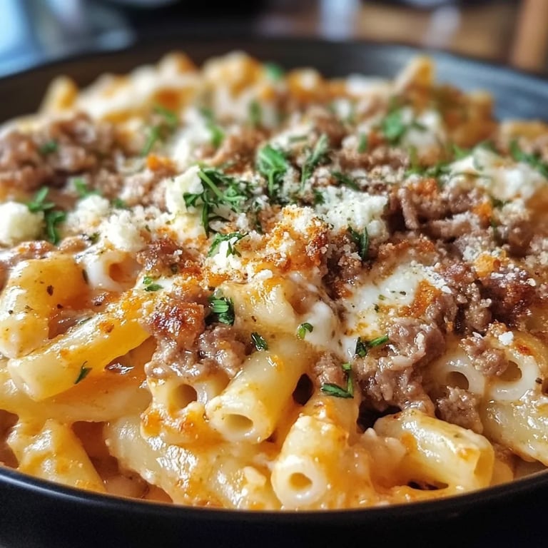 Griechischer Nudel-Auflauf mit Feta und Hackfleisch
