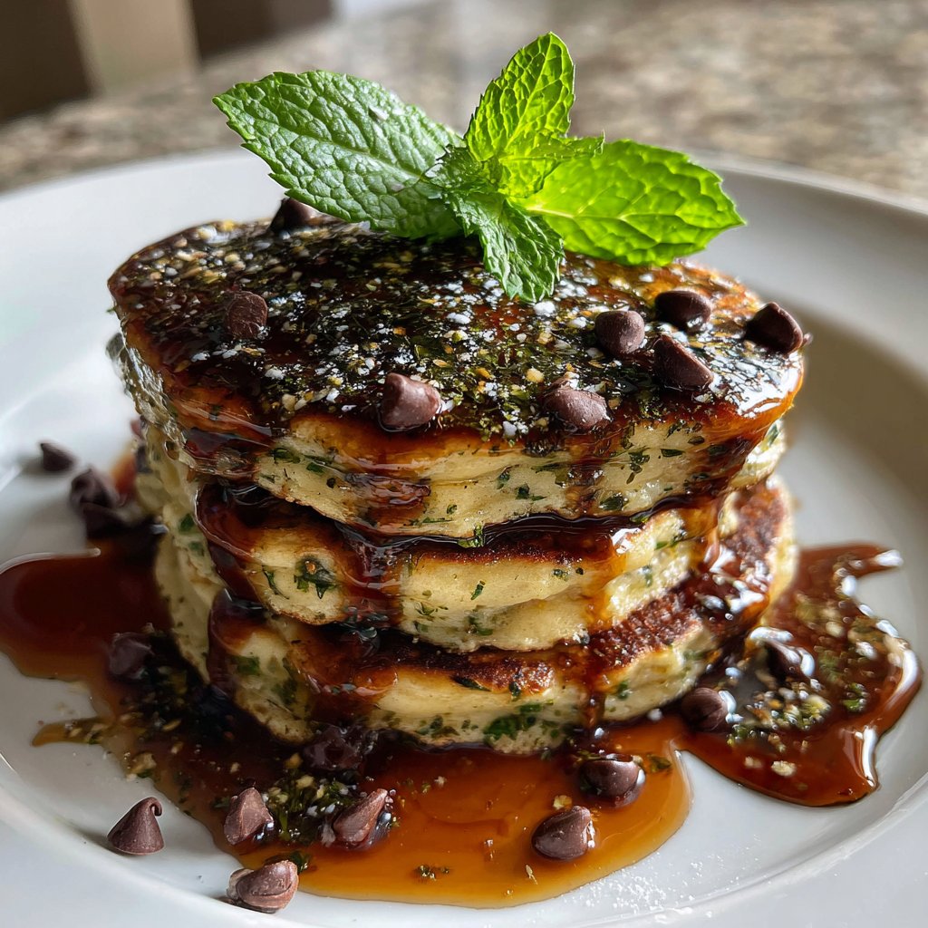 Pfefferminz-Schokoladenstückchen-Pfannkuchen