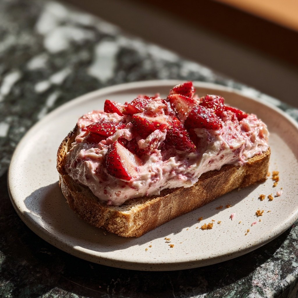 Geschlagene Erdbeerbutter auf Toast