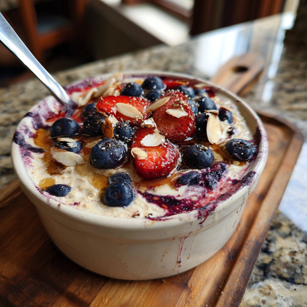 Blaubeer-Erdbeer Overnight Oats